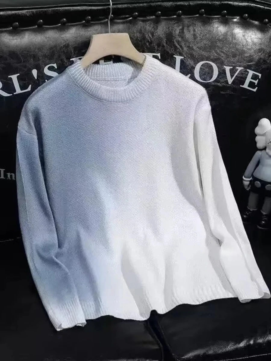 Low Tone Men's Gradient Round Neck Knitted Pullover - WowStore.live