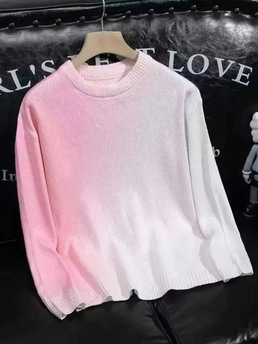 Low Tone Men's Gradient Round Neck Knitted Pullover - WowStore.live