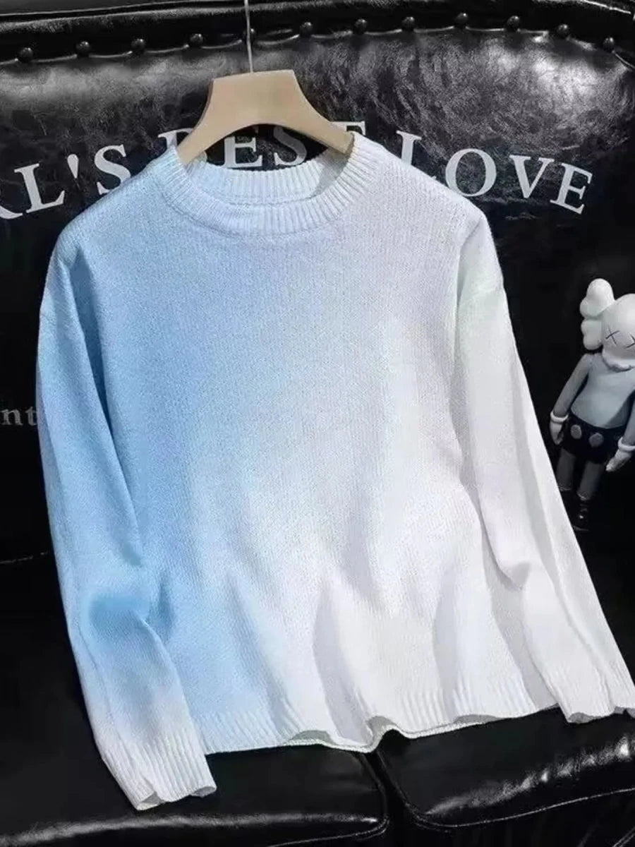 Low Tone Men's Gradient Round Neck Knitted Pullover - WowStore.live