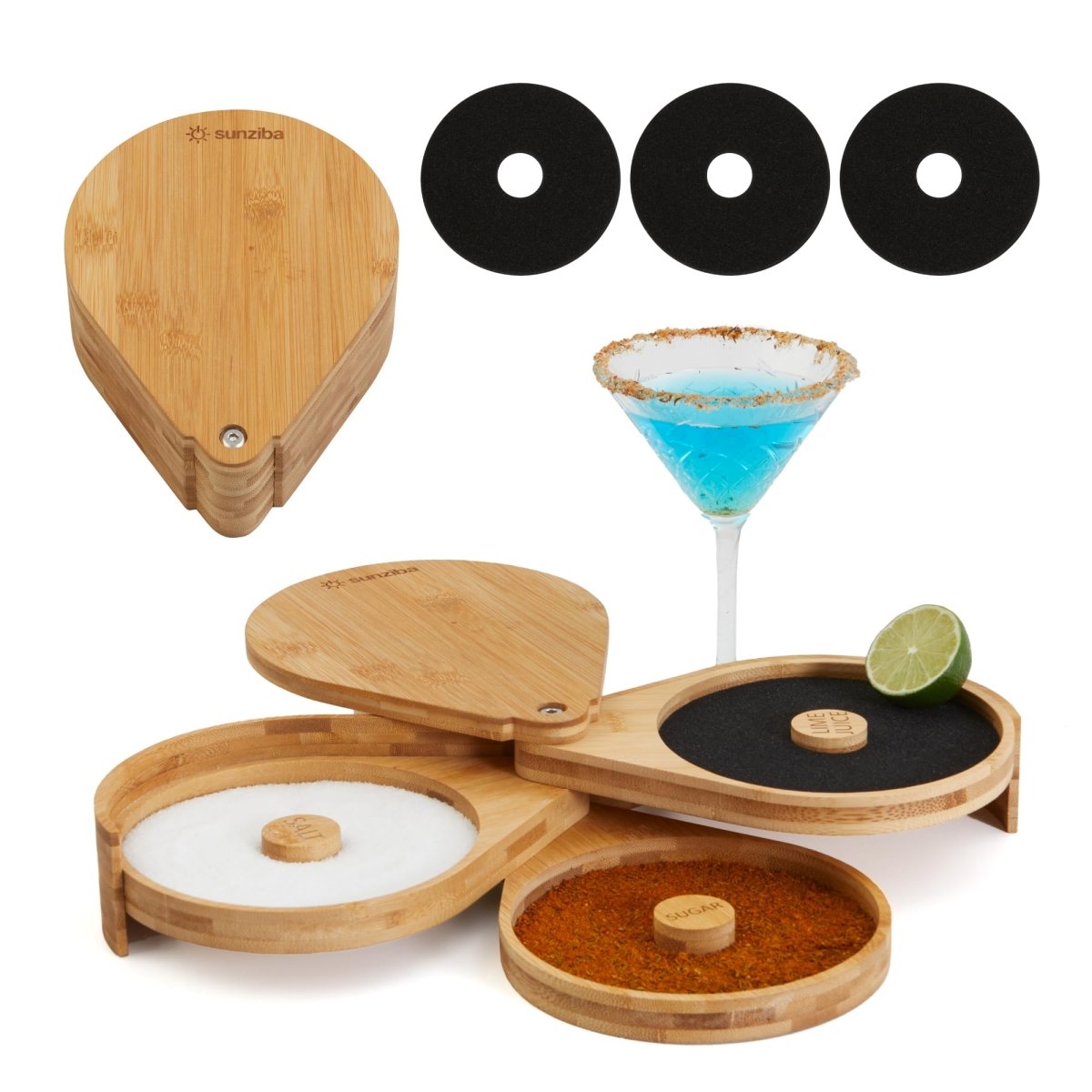 Luxury Bamboo Margarita Salt Rimmer Set - 3-Tier - WowStore.live