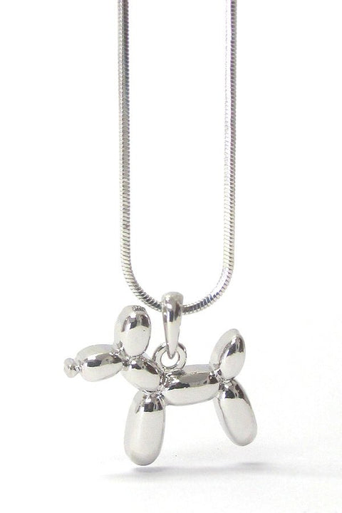 MADE IN KOREA whitegold plating balloon puppy pendant necklace - Wow Store