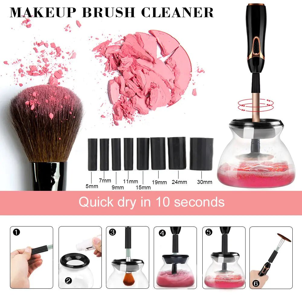 Makeup Brush Cleaner, Dryer Clean Automatic Clean Brushes Machine 10 Seconds Silicone Make Up Brush Cleaning Tool - Wow Store