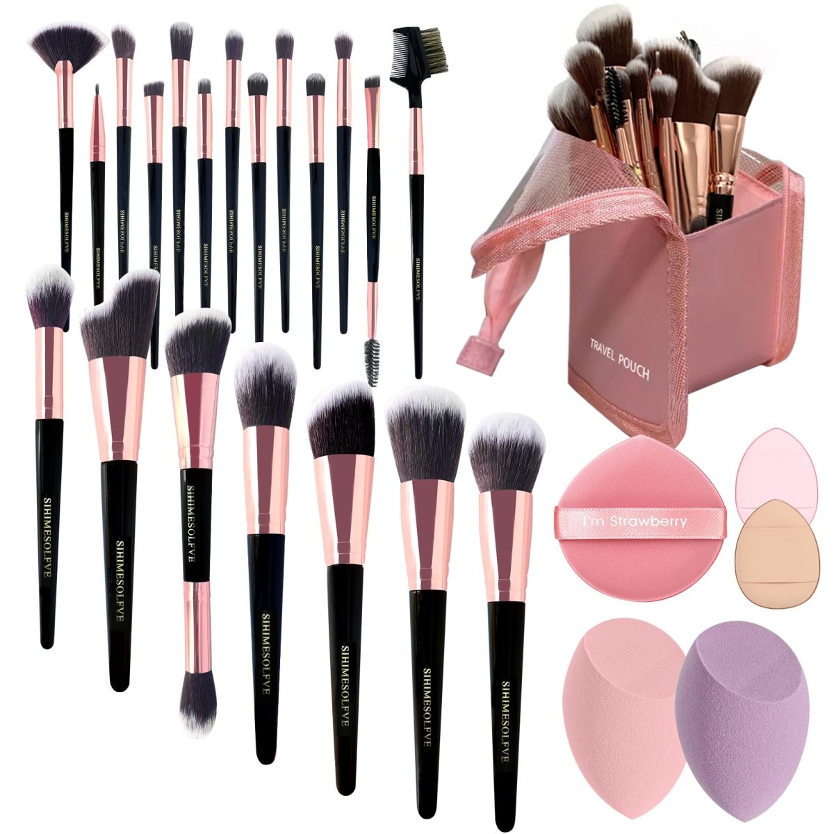makeup brushes 23Pcs Eye And Face Professional Makeup Brush Set eye makeup brush setbrochas para maquillaje makeup brush cleaner Makeup Brush Bag With Two Mixed Spongesmakeup brush and sponge set - WowStore.live