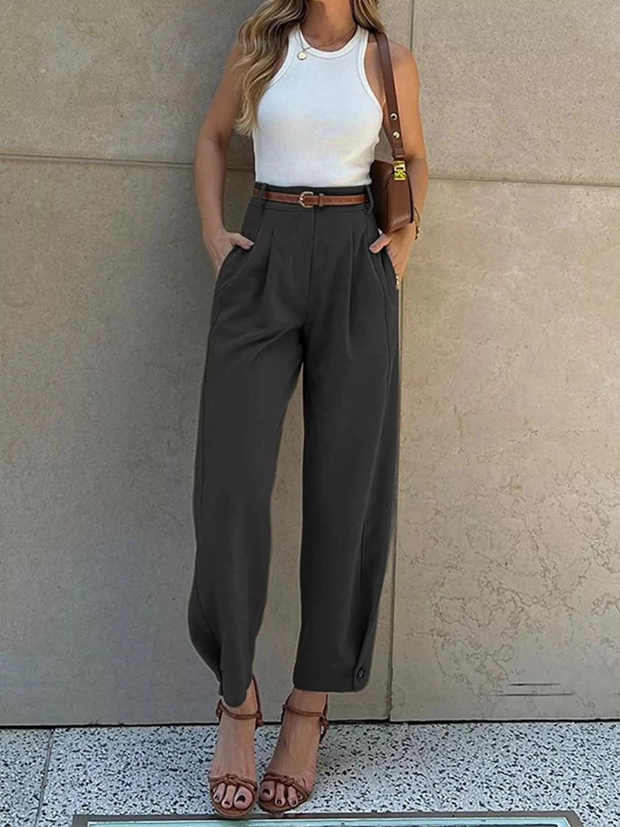 Margot High-Waisted Pleated Pants - WowStore.live