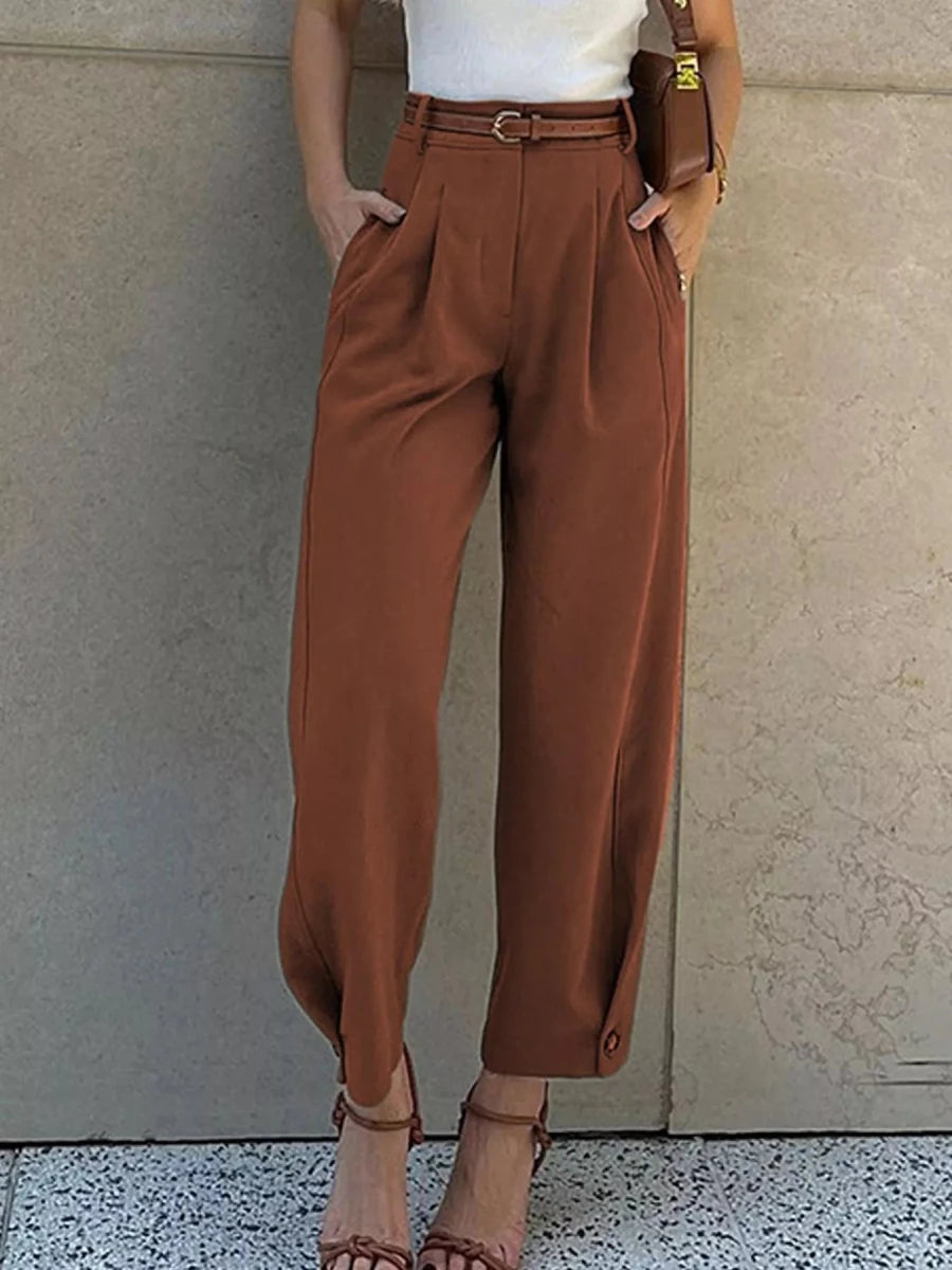 Margot High-Waisted Pleated Pants - WowStore.live