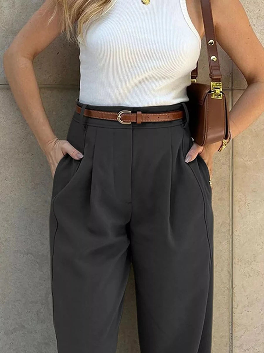 Margot High-Waisted Pleated Pants - WowStore.live