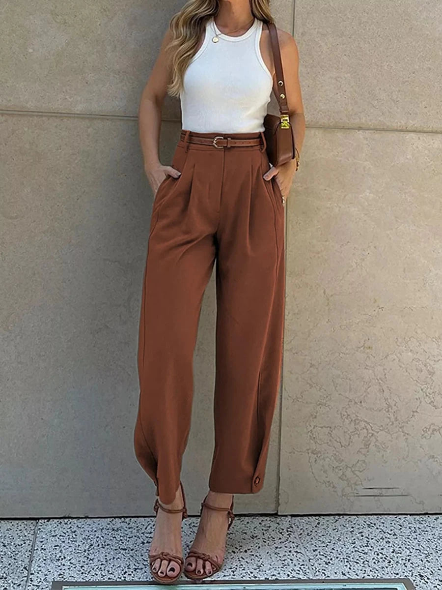 Margot High-Waisted Pleated Pants - WowStore.live