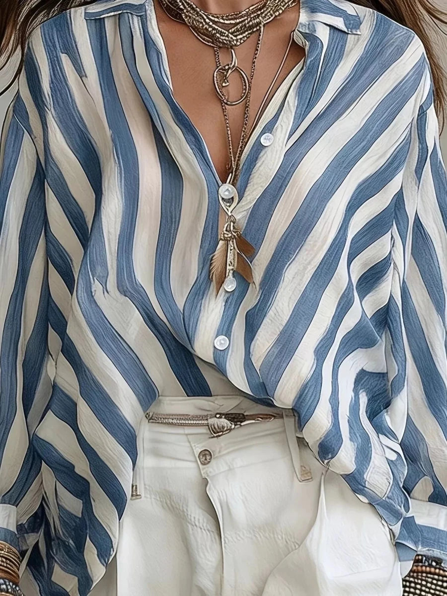 MeadowGlow Striped Loose Fit Shirt - WowStore.live