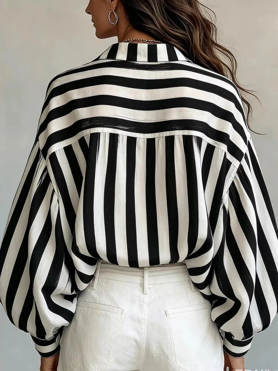 MeadowGlow Striped Loose Fit Shirt - WowStore.live