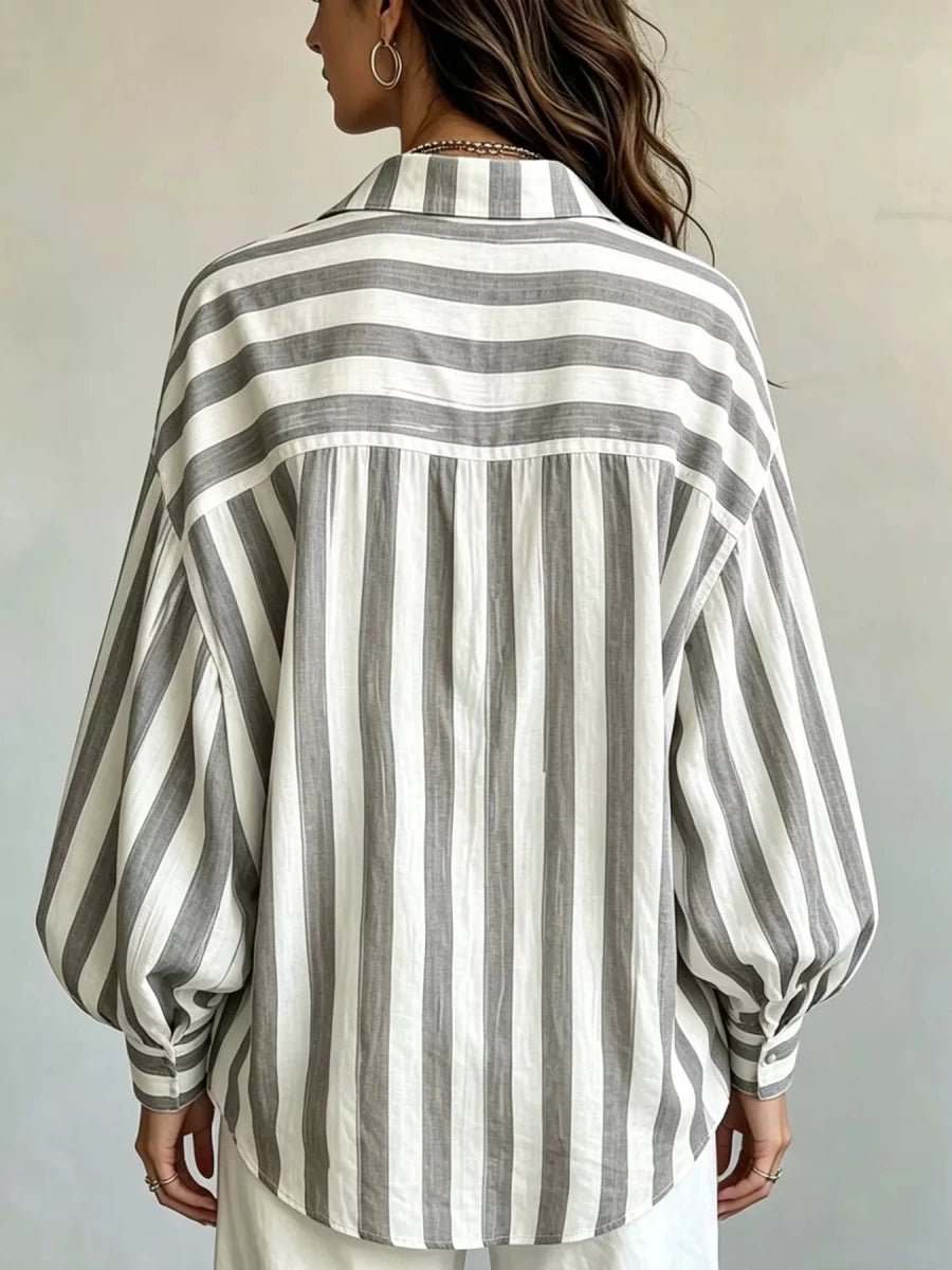 MeadowGlow Striped Loose Fit Shirt - WowStore.live