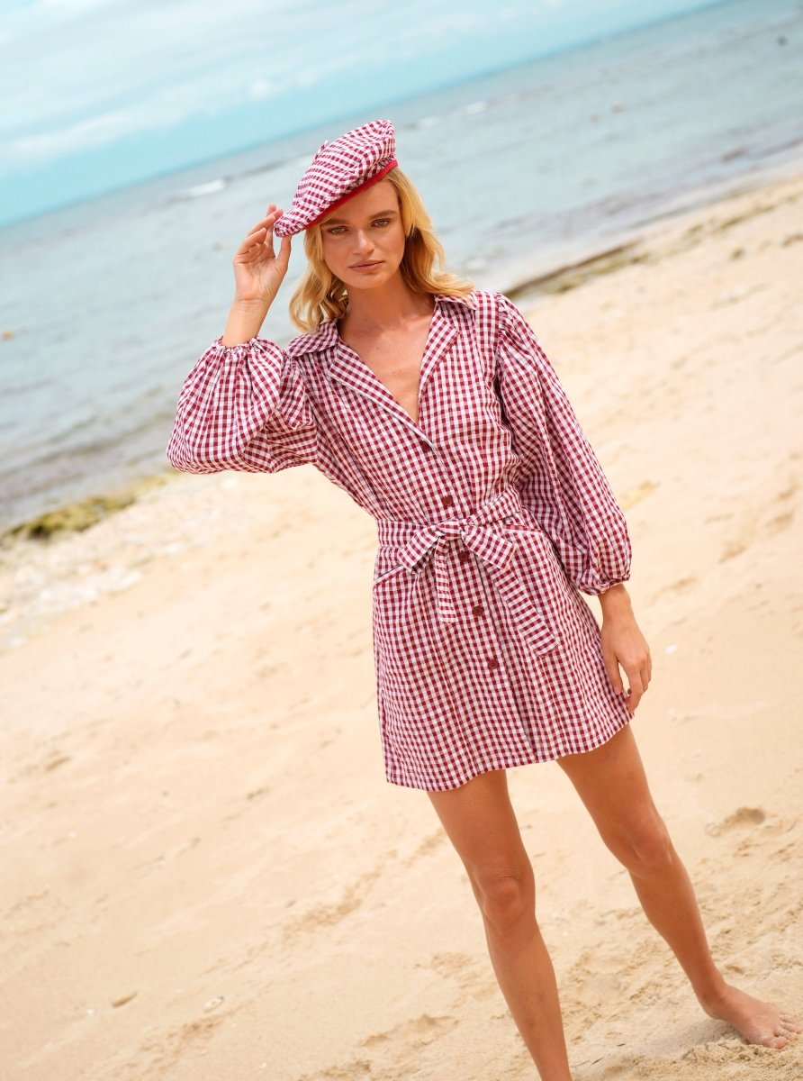 MEGHAN Mini Dress, in Gingham Red - Wow Store
