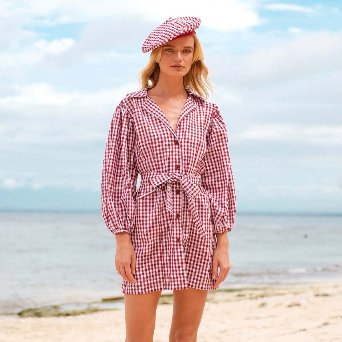 MEGHAN Mini Dress, in Gingham Red - Wow Store