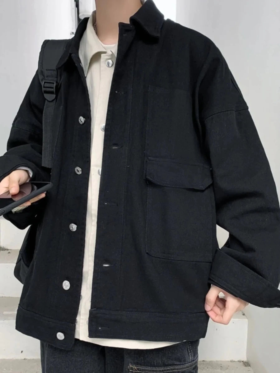 Men's Button Up Drop Shoulder Denim Jacket - WowStore.live
