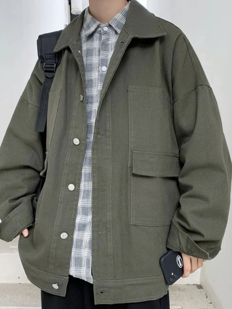 Men's Button Up Drop Shoulder Denim Jacket - WowStore.live