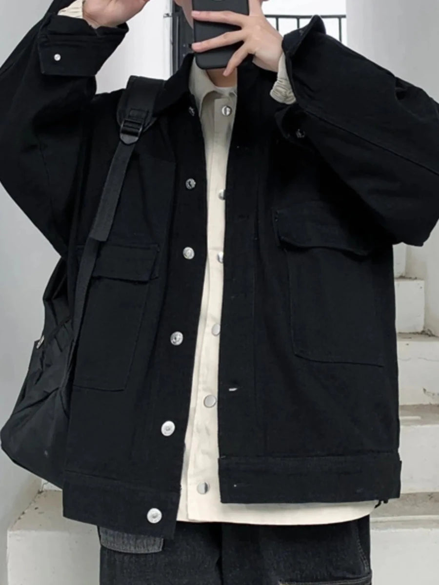 Men's Button Up Drop Shoulder Denim Jacket - WowStore.live