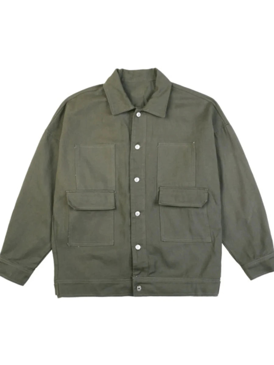 Men's Button Up Drop Shoulder Denim Jacket - WowStore.live