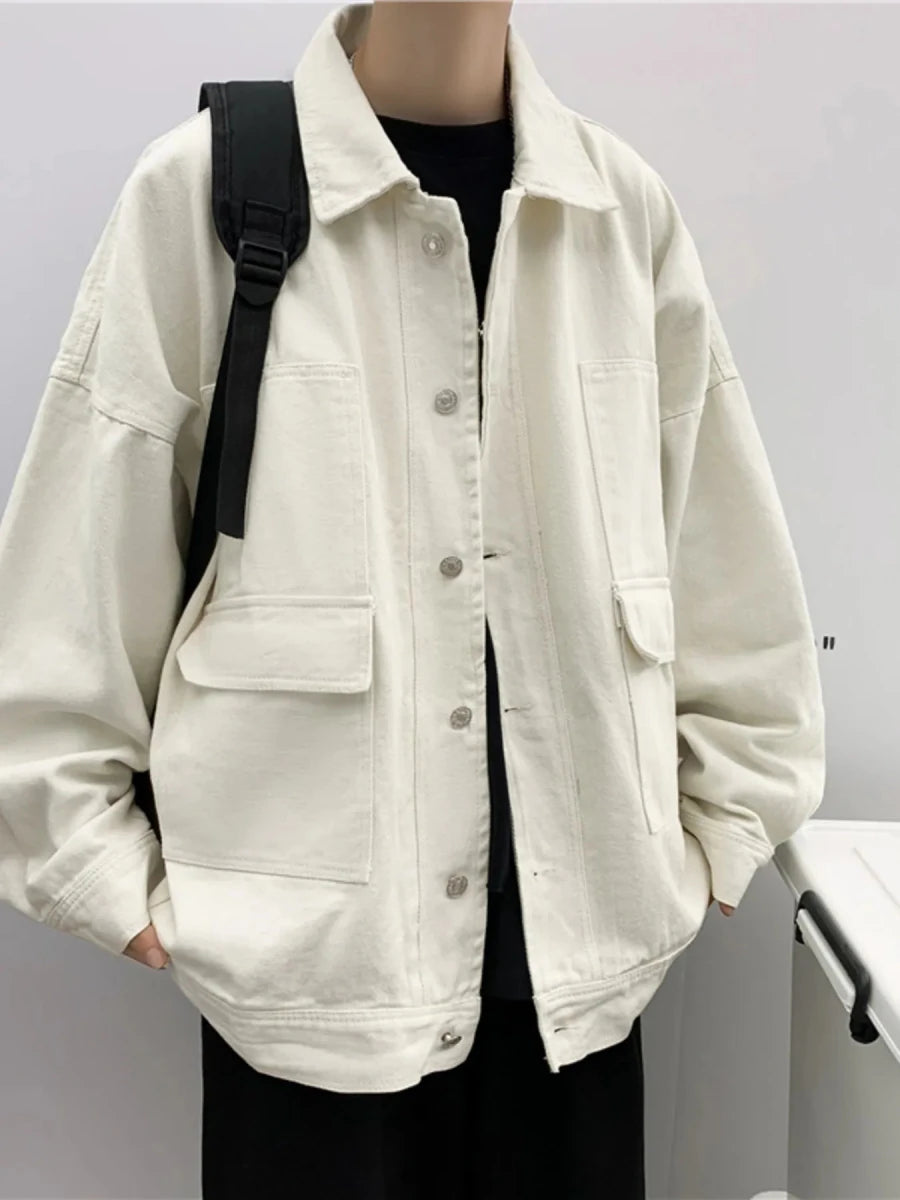 Men's Button Up Drop Shoulder Denim Jacket - WowStore.live