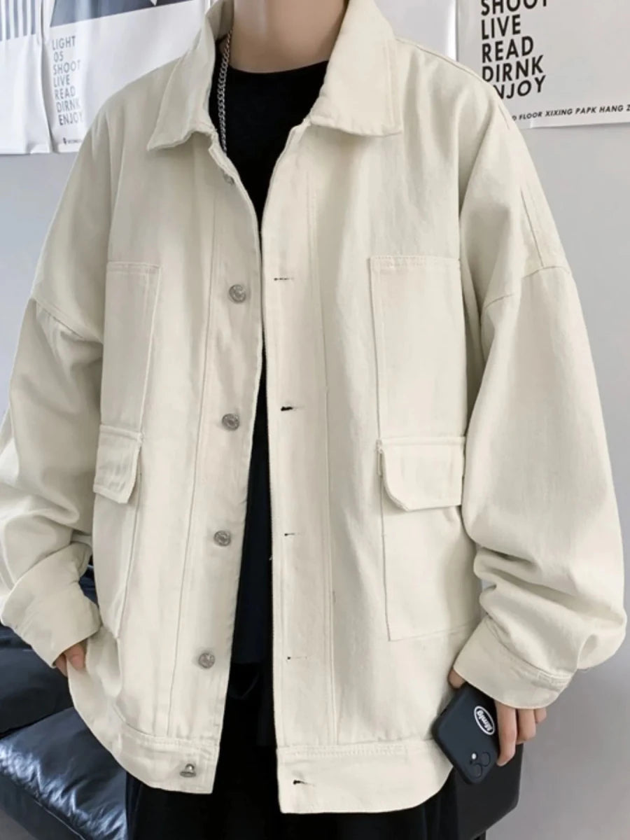 Men's Button Up Drop Shoulder Denim Jacket - WowStore.live