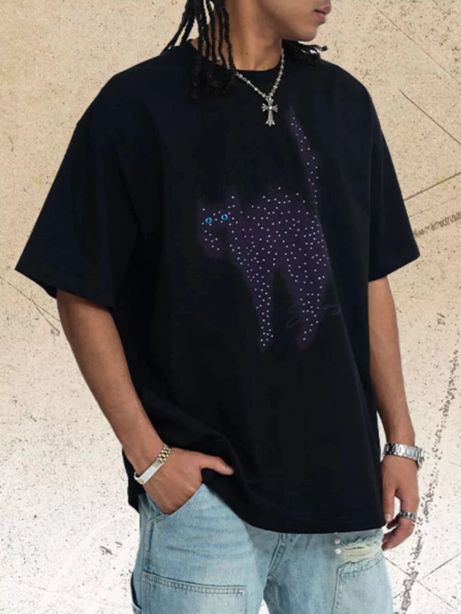 Men's Cat Graphic Short Sleeve T-Shirt - WowStore.live