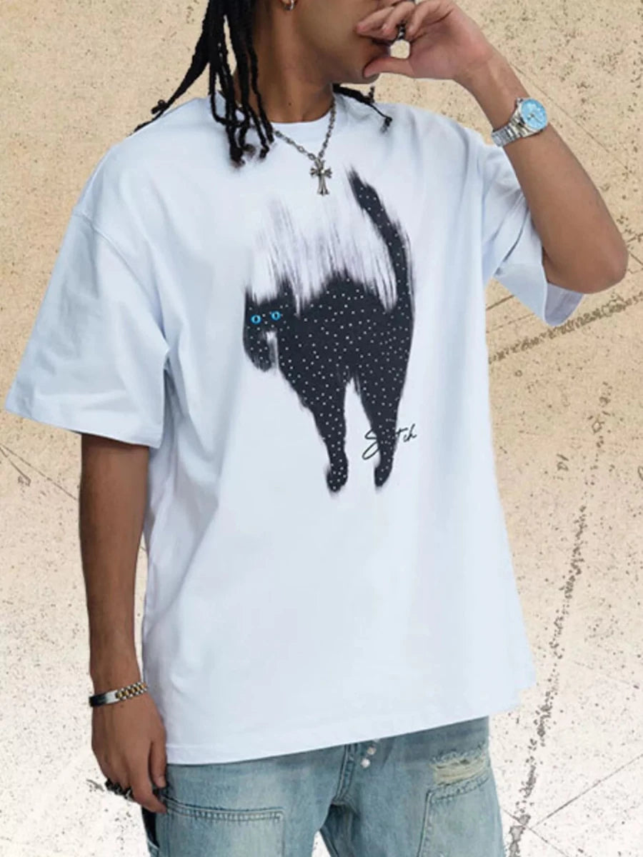 Men's Cat Graphic Short Sleeve T-Shirt - WowStore.live