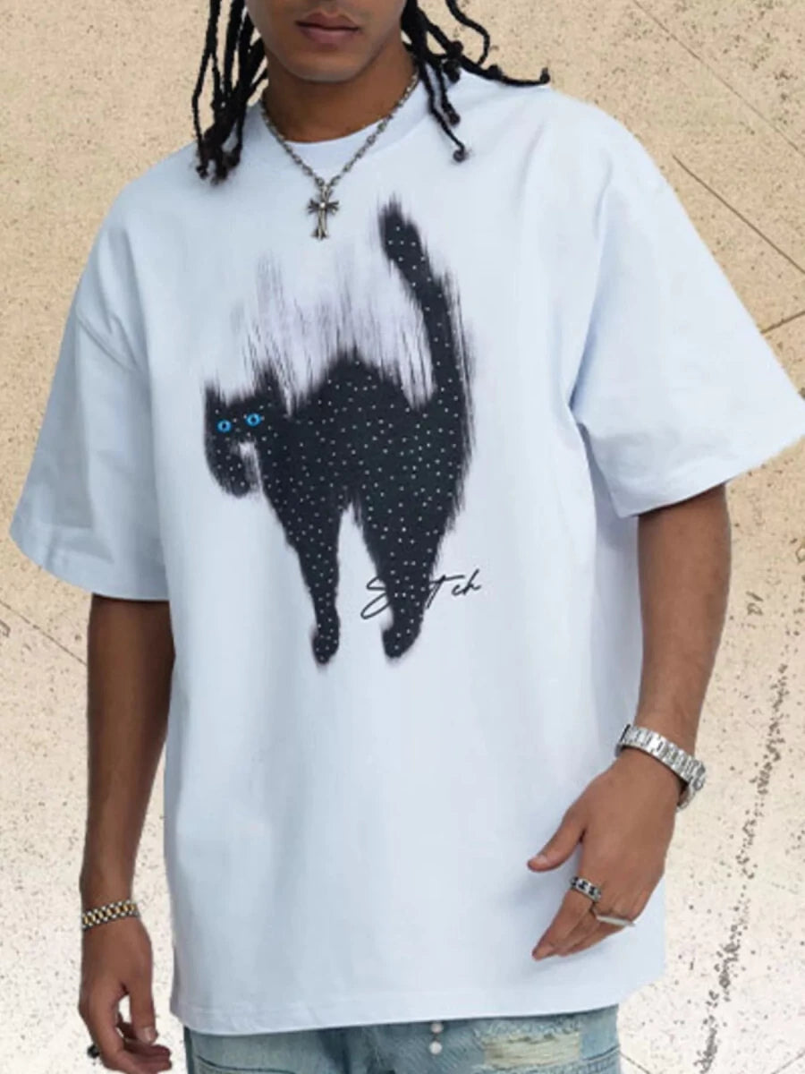 Men's Cat Graphic Short Sleeve T-Shirt - WowStore.live