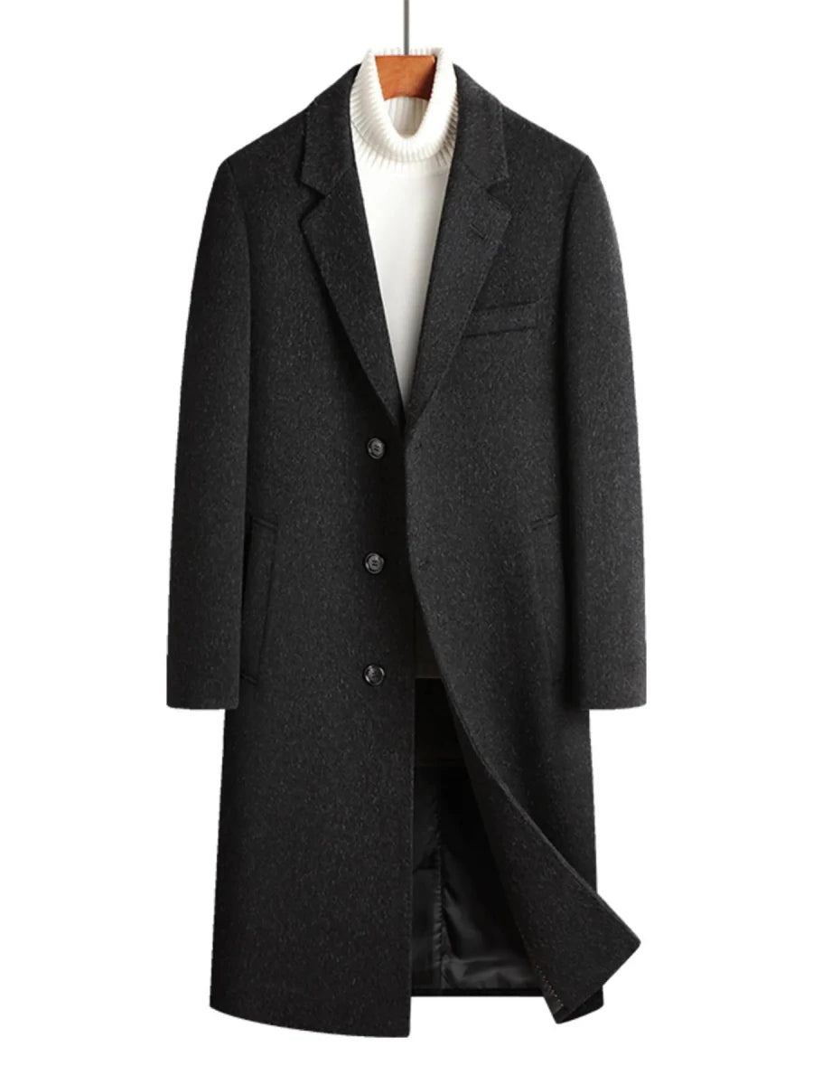 Men's Classic Button Up Longline Overcoat - Wow Store