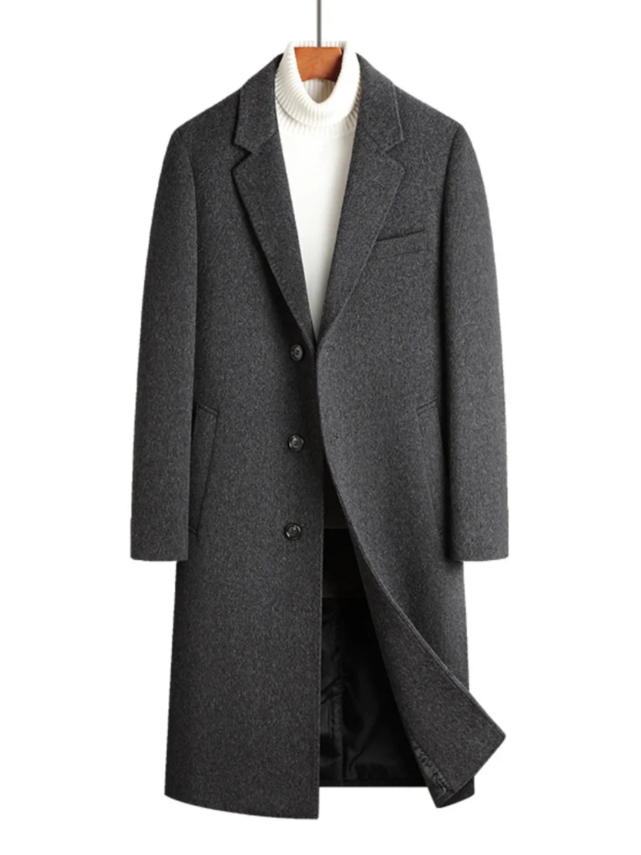 Men's Classic Button Up Longline Overcoat - Wow Store