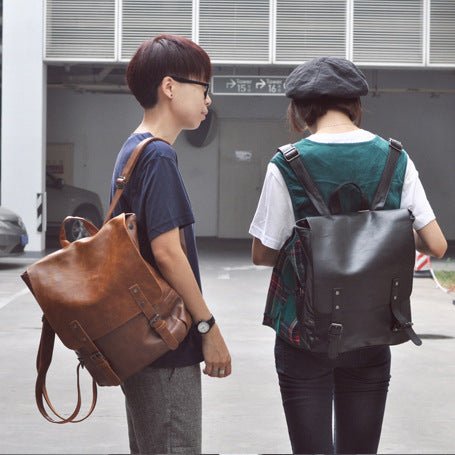 Men's Faux Leather Backpack with Laptop Compartment - WowStore.live