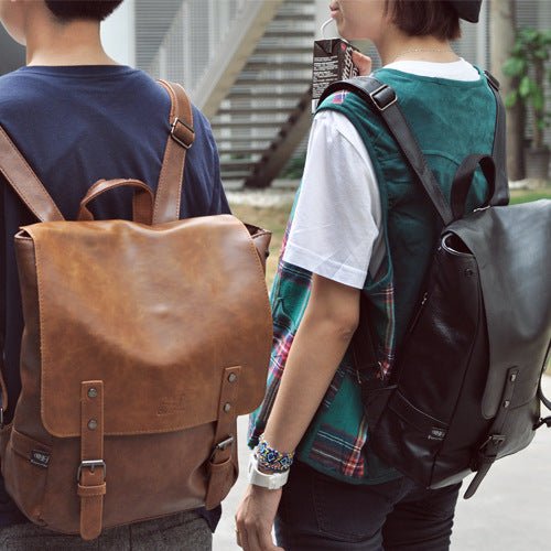 Men's Faux Leather Backpack with Laptop Compartment - WowStore.live