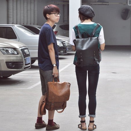 Men's Faux Leather Backpack with Laptop Compartment - WowStore.live