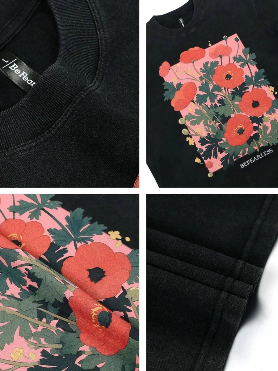 Men's Flower Graphic Oversized T-Shirt by CoolMax - WowStore.live