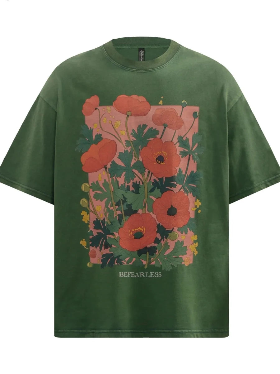 Men's Flower Graphic Oversized T-Shirt by CoolMax - WowStore.live