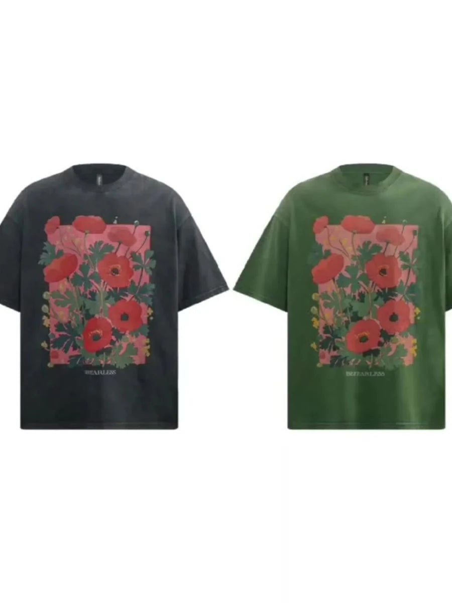 Men's Flower Graphic Oversized T-Shirt by CoolMax - WowStore.live