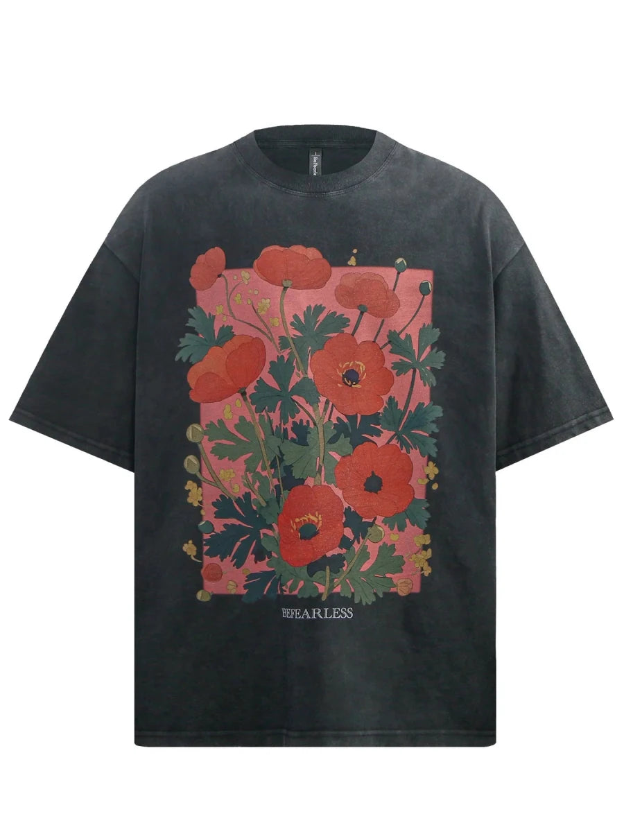 Men's Flower Graphic Oversized T-Shirt by CoolMax - WowStore.live