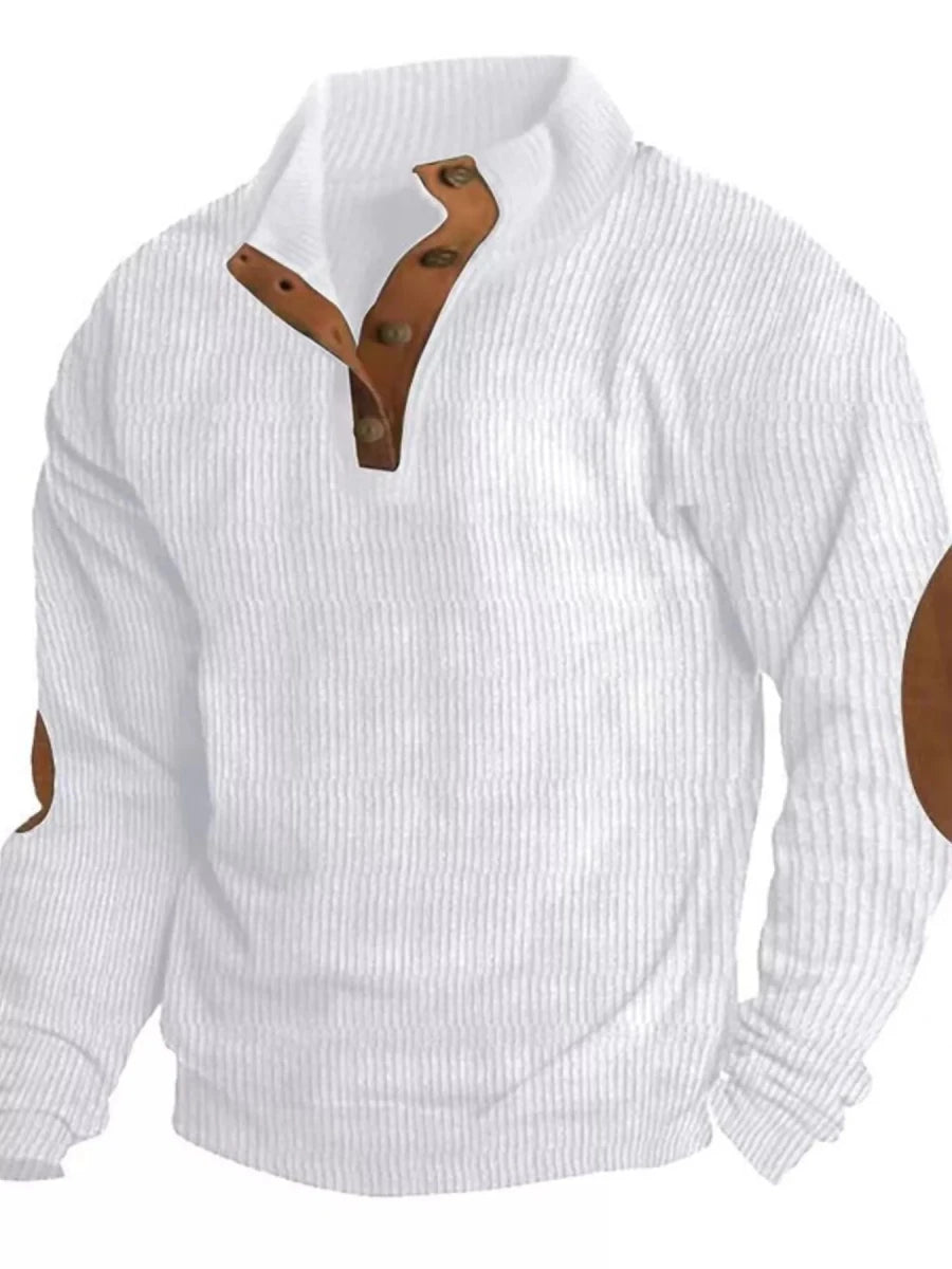 Men's Full Size Button Detail Long Sleeve Sweatshirt Plus Size - Wow Store
