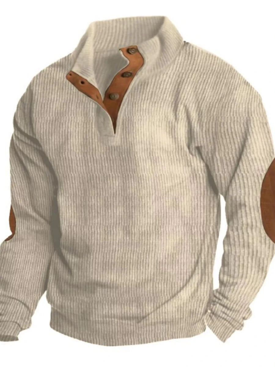 Men's Full Size Button Detail Long Sleeve Sweatshirt Plus Size - Wow Store