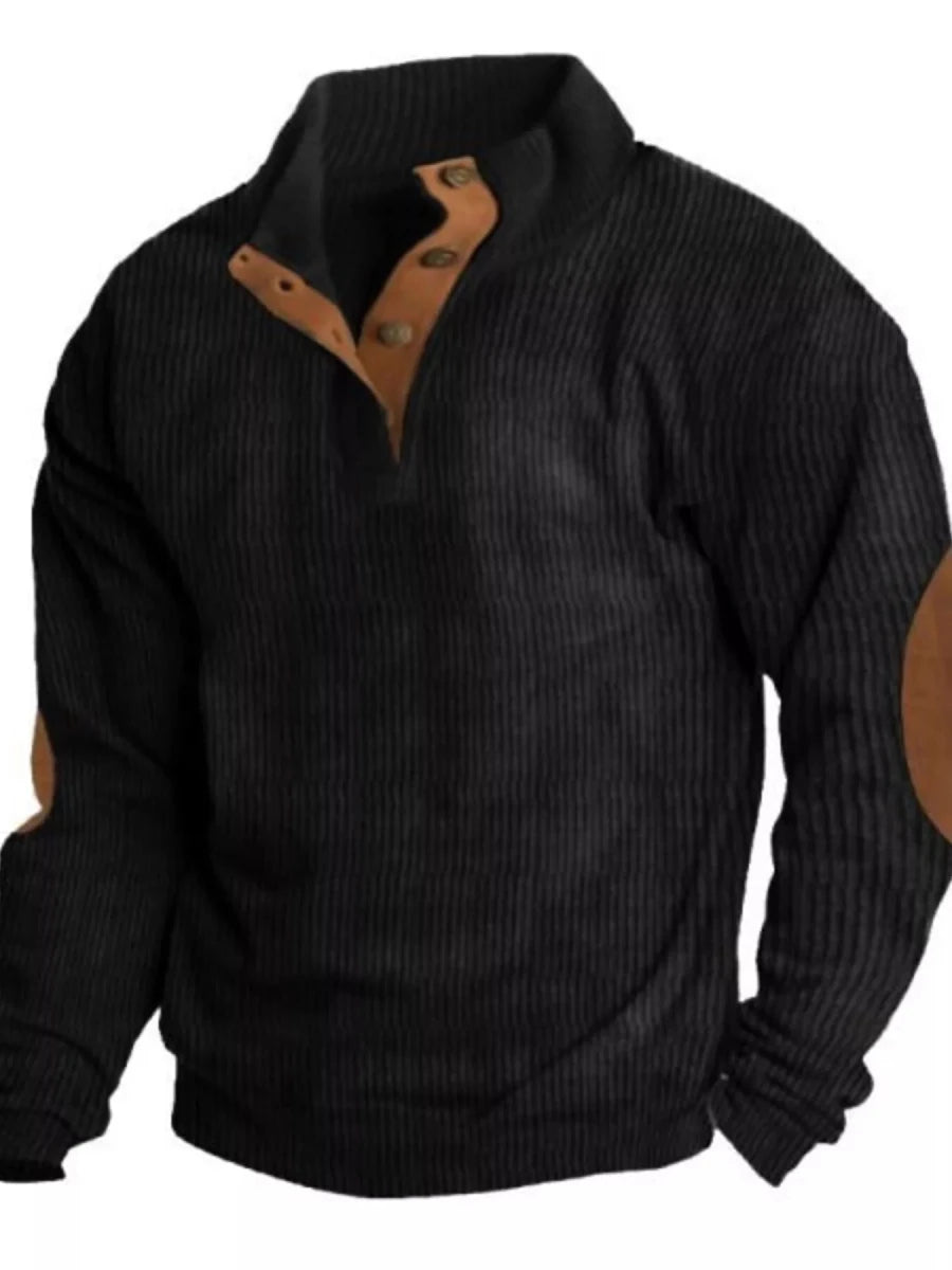 Men's Full Size Button Detail Long Sleeve Sweatshirt Plus Size - Wow Store
