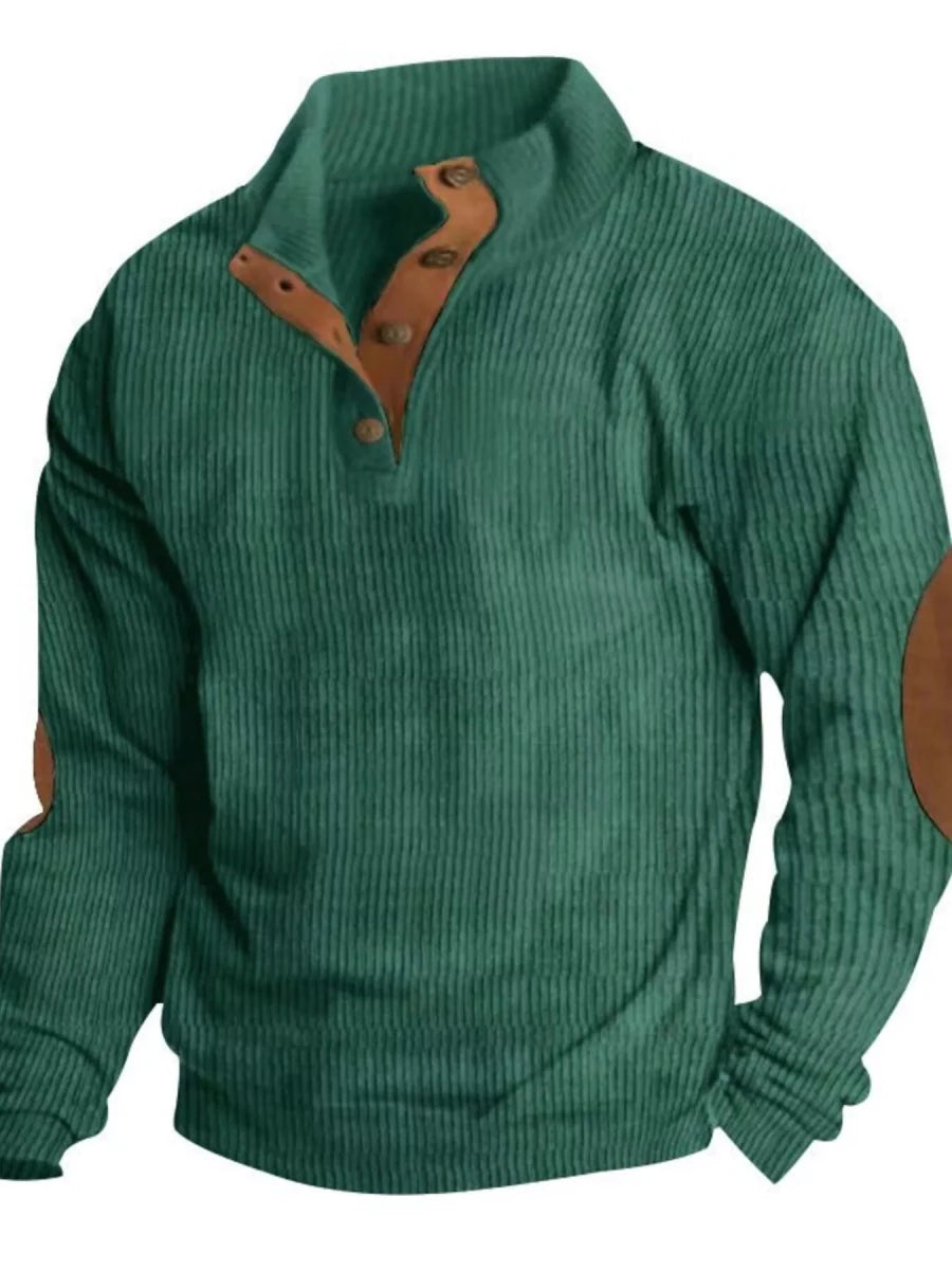 Men's Full Size Button Detail Long Sleeve Sweatshirt Plus Size - Wow Store