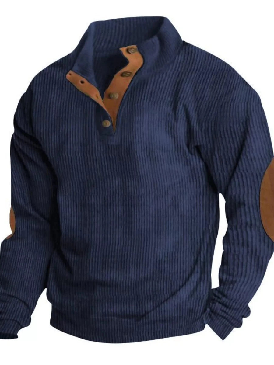 Men's Full Size Button Detail Long Sleeve Sweatshirt Plus Size - Wow Store