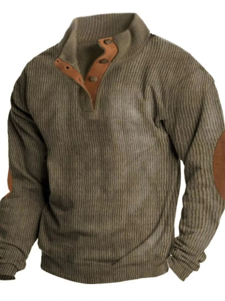 Men's Full Size Button Detail Long Sleeve Sweatshirt Plus Size - Wow Store