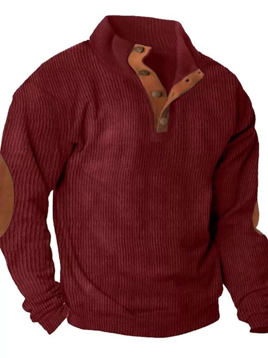 Men's Full Size Button Detail Long Sleeve Sweatshirt Plus Size - Wow Store