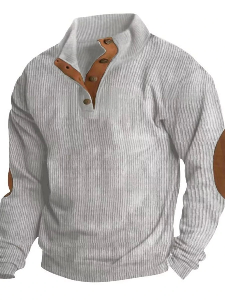 Men's Full Size Button Detail Long Sleeve Sweatshirt Plus Size - Wow Store