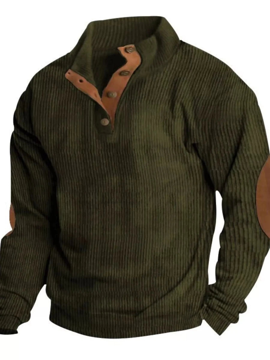 Men's Full Size Button Detail Long Sleeve Sweatshirt Plus Size - Wow Store