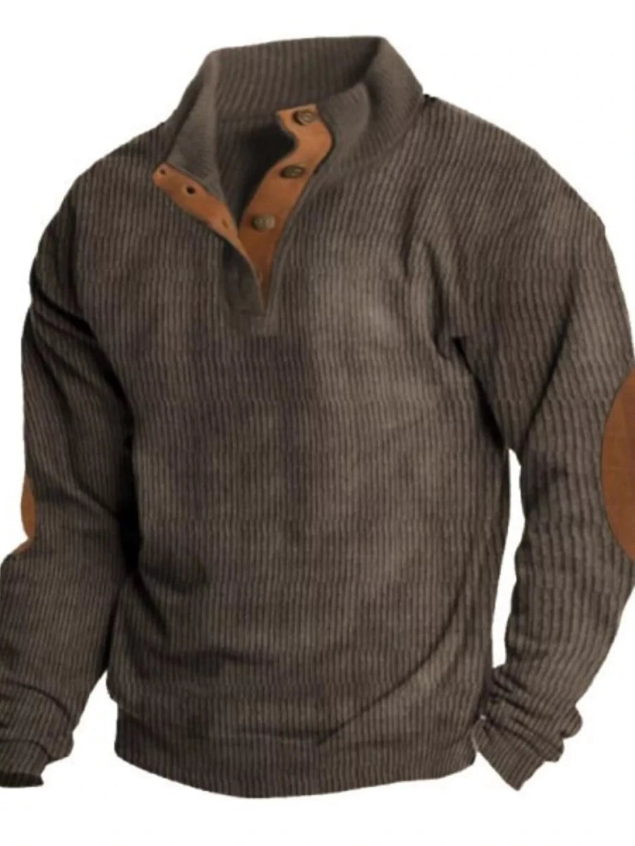 Men's Full Size Button Detail Long Sleeve Sweatshirt Plus Size - Wow Store