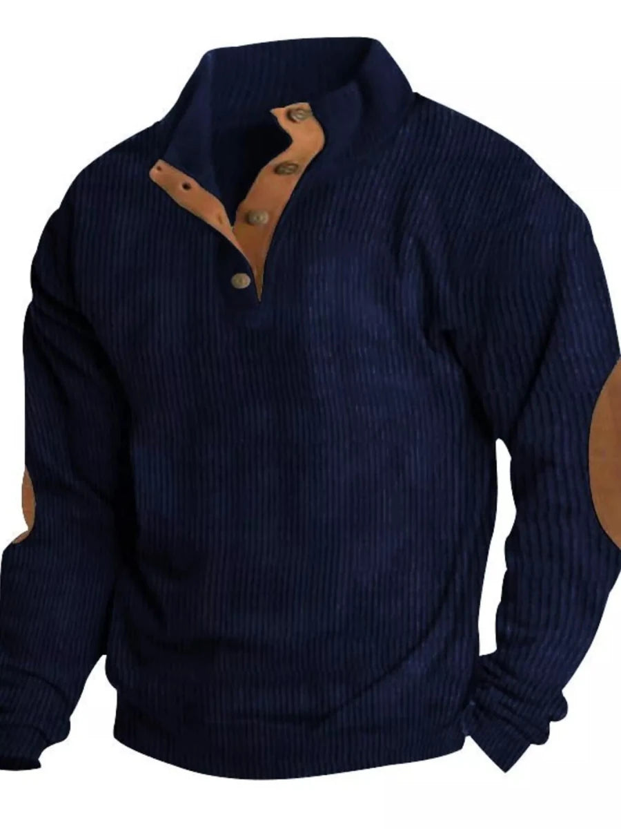 Men's Full Size Button Detail Long Sleeve Sweatshirt Plus Size - Wow Store