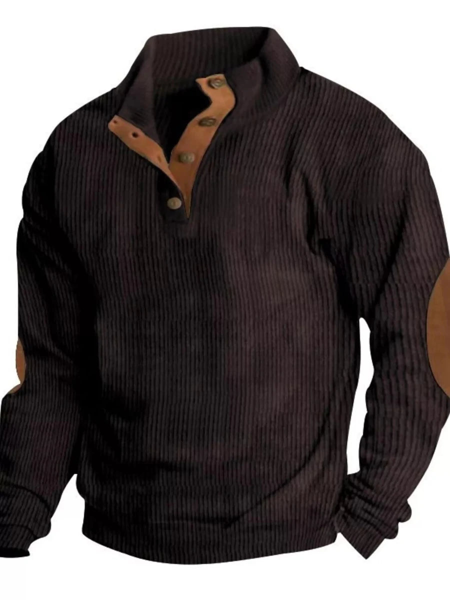 Men's Full Size Button Detail Long Sleeve Sweatshirt Plus Size - Wow Store