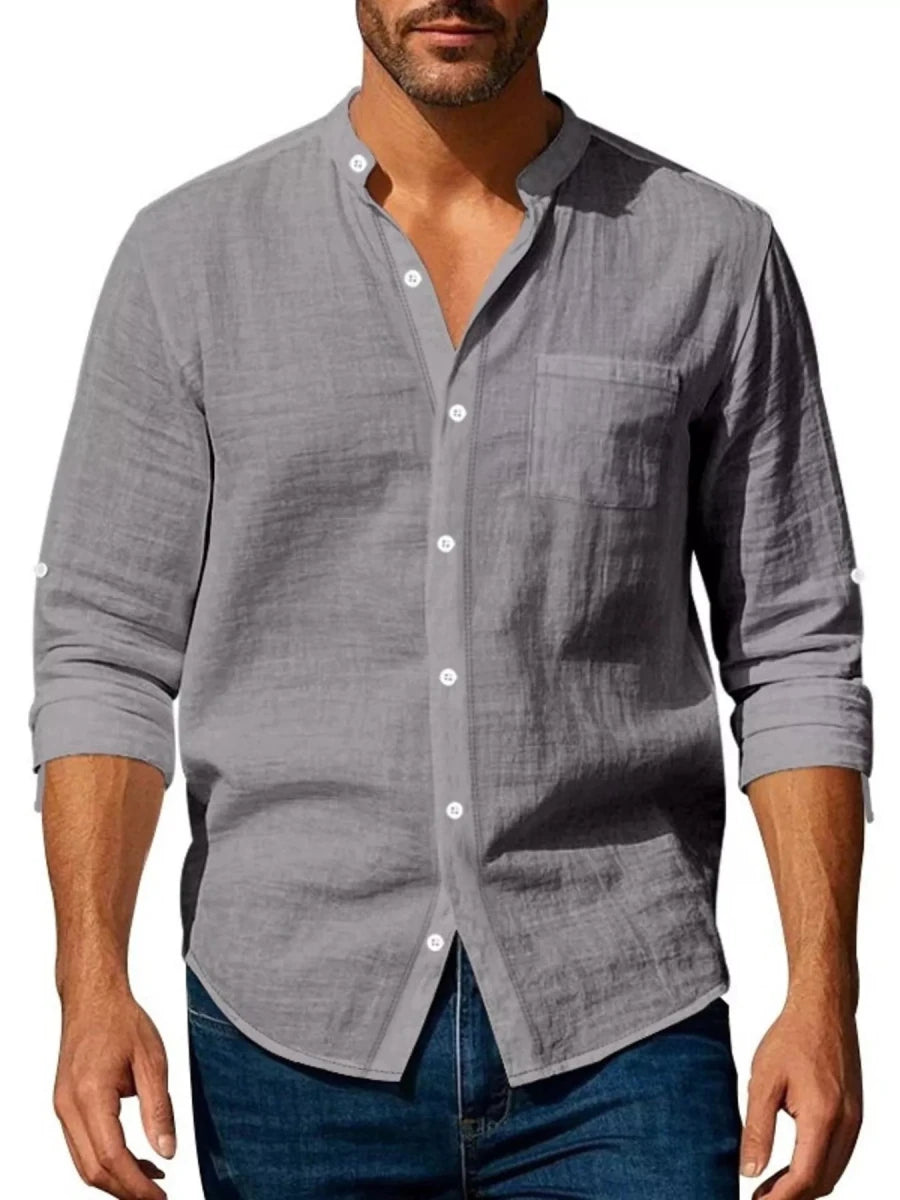 Men's Full Size Button Up Long Sleeve Shirt Plus Size - WowStore.live