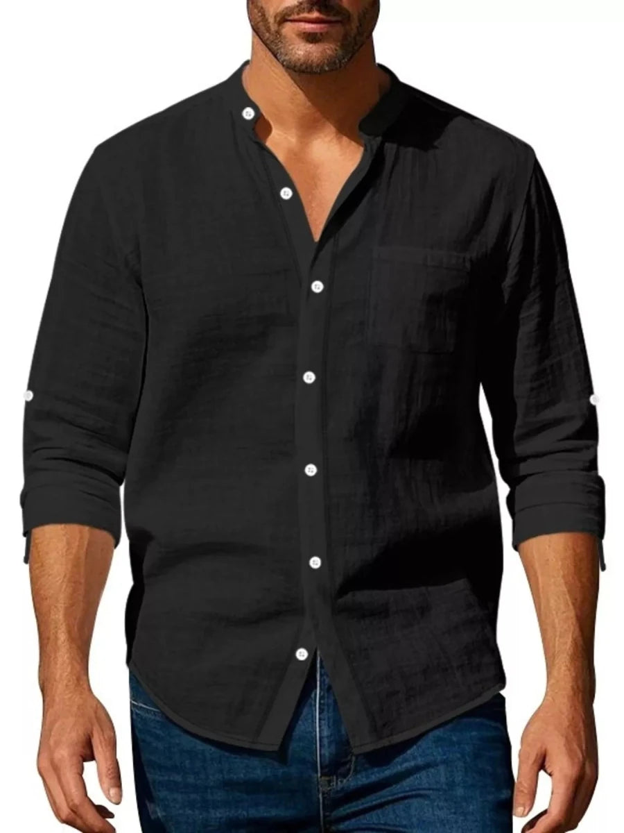 Men's Full Size Button Up Long Sleeve Shirt Plus Size - WowStore.live
