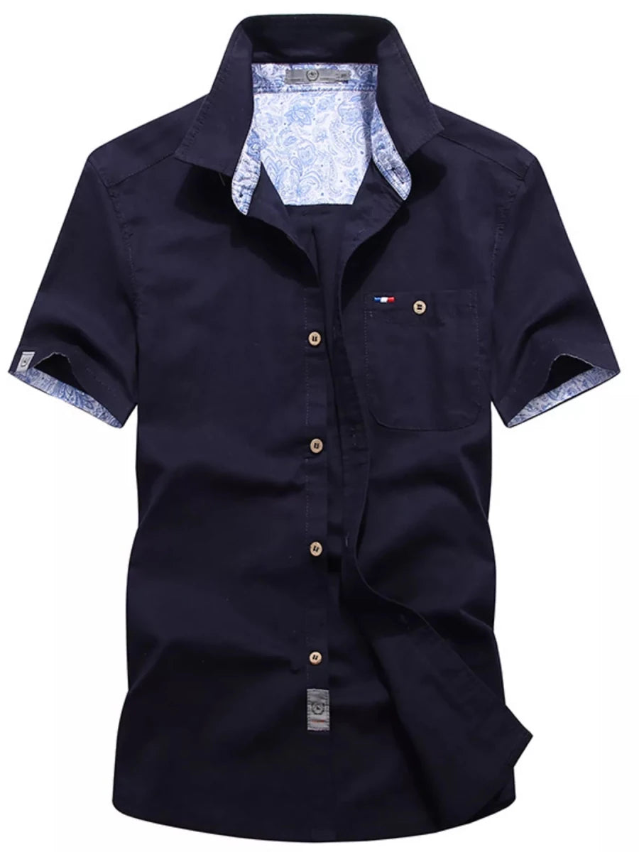 Men's Full Size Button Up Short-Sleeve Casual Shirt Plus Size - WowStore.live