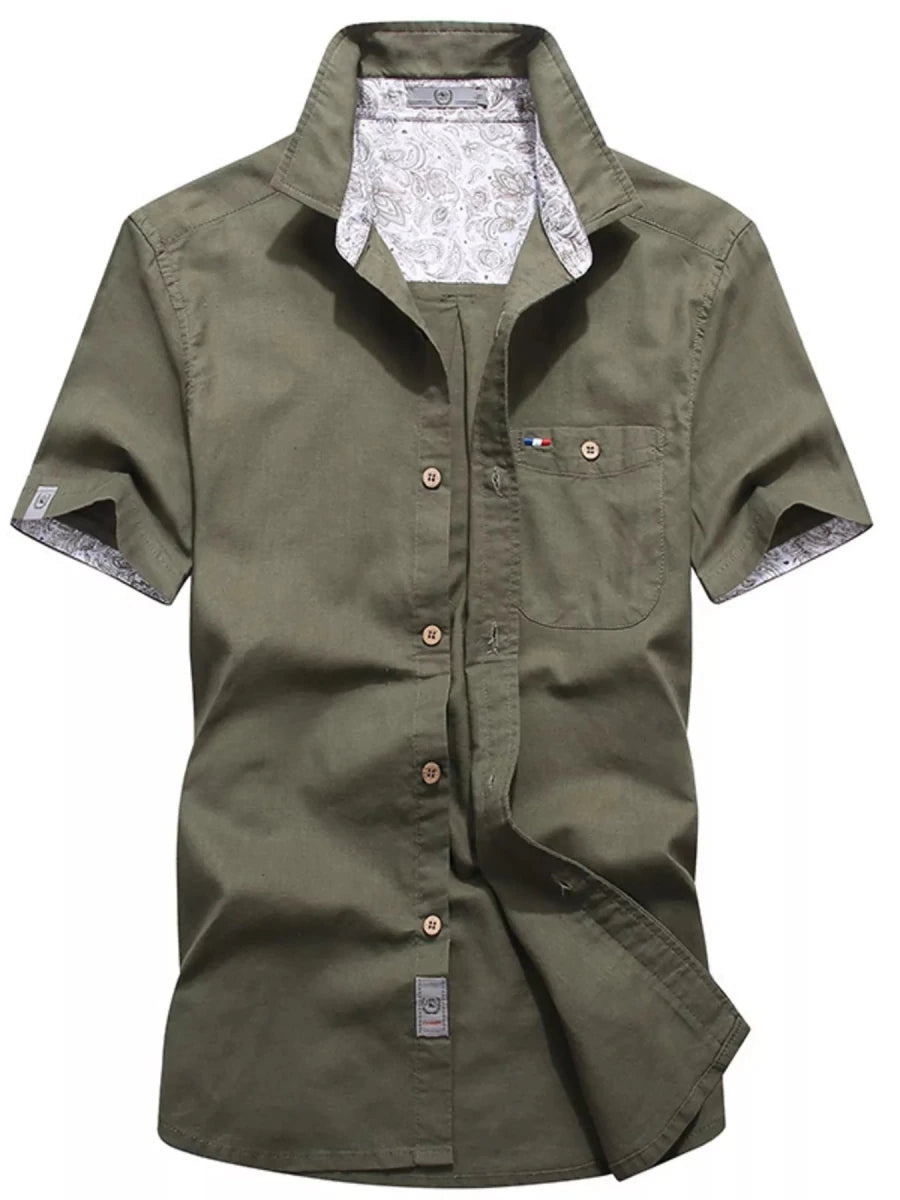 Men's Full Size Button Up Short-Sleeve Casual Shirt Plus Size - WowStore.live